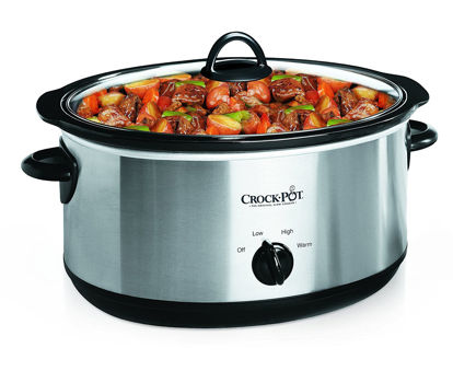 Picture of Crock-Pot 7 Quart Oval Manual Slow Cooker, Stainless Steel (SCV700-S-BR), Versatile Cookware for Large Families or Entertaining