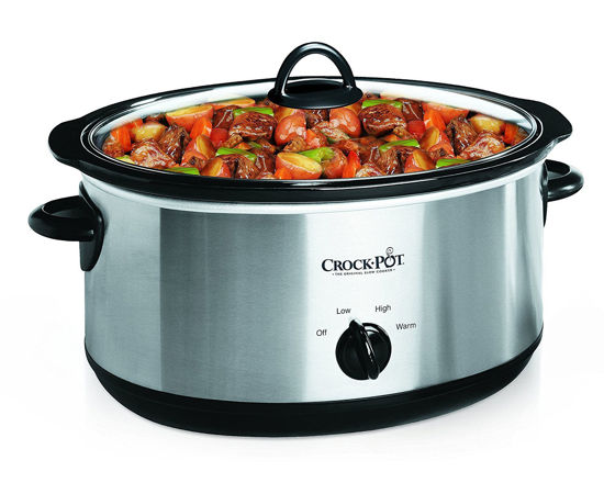 Picture of Crock-Pot 7 Quart Oval Manual Slow Cooker, Stainless Steel (SCV700-S-BR), Versatile Cookware for Large Families or Entertaining