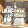Picture of Delamu 2 Sets of 2-Tier Multi-Purpose Bathroom Under Sink Organizers and Storage, Stackable Kitchen Pantry Organization, Pull Out Medicine Cabinet Organizer with 8 Movable Dividers