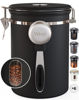 Picture of Veken Coffee Canister with Window, Airtight Stainless Steel Kitchen Food Storage Container, Date Tracker and Scoop for Grounds Coffee Bar Accessories, Beans, Tea, Flour, Cereal, Sugar, 22OZ, Black