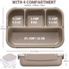Picture of Bento Box Adult Lunch Box, Containers for Adults Men Women with 4 Compartments, Lunchable Food Container with Utensils, Sauce Jar, Muffin Liners, 40 Oz/5 Cup, Microwave & Dishwasher Safe, Brown