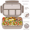 Picture of Bento Box Adult Lunch Box, Containers for Adults Men Women with 4 Compartments, Lunchable Food Container with Utensils, Sauce Jar, Muffin Liners, 40 Oz/5 Cup, Microwave & Dishwasher Safe, Brown