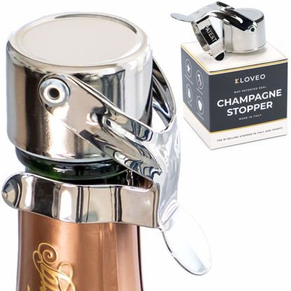 Picture of KLOVEO Champagne Stoppers - Patented Seal - Made in Italy - Professional Grade WAF Champagne Bottle Stopper - Prosecco, Cava, and Sparkling Wine Stopper