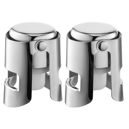 Picture of BETTFOR Champagne Stoppers with Stainless Steel Champagne Saver with Food Grade Silicone Leak proof Keep Fresh Suitable for Champagne, Cava, Prosecco and Sparkling (Silver, 2 Pack)