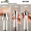 Picture of BETTFOR Champagne Stoppers with Stainless Steel Champagne Saver with Food Grade Silicone Leak proof Keep Fresh Suitable for Champagne, Cava, Prosecco and Sparkling (Silver, 2 Pack)