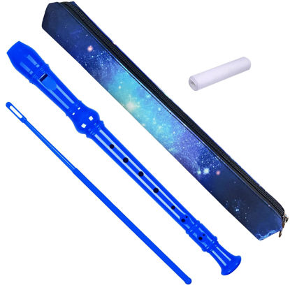 Picture of Auteey 8 Holes Soprano Recorder with Cleaning Rod and Bag, Professional German Style C Key Recorder for Kids Beginners Students(Blue)