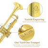Picture of Bb Standard Trumpet Set,Band & Orchestra Musical Instruments for Beginners or Advanced Students,with Trumpet case,Trumpet cleaning kit,Trumpet mouthpiece,Cloth and Gloves (Golden)