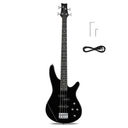 Picture of Ktaxon 4 String Electric Bass Guitar, Full Size Standard Right Handed Rosewood Fingerboard Beginner Kit with Cable Wrench Tool (Black)