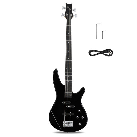 Picture of Ktaxon 4 String Electric Bass Guitar, Full Size Standard Right Handed Rosewood Fingerboard Beginner Kit with Cable Wrench Tool (Black)