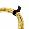 Picture of Amazon Basics TS 1/4 Inch Tweed Cloth Jacket Right-Angle Instrument Cable for Electric Guitar, 10 Foot, Yellow & Brown