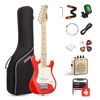Picture of Donner 30 Inch Kids Electric Guitar Beginner Kits ST Style Mini Electric Guitar for Boys Girls with Amp, 600D Bag, Tuner, Picks, Cable, Strap, Extra Strings, DSJ-100, Red