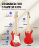 Picture of Donner 30 Inch Kids Electric Guitar Beginner Kits ST Style Mini Electric Guitar for Boys Girls with Amp, 600D Bag, Tuner, Picks, Cable, Strap, Extra Strings, DSJ-100, Red