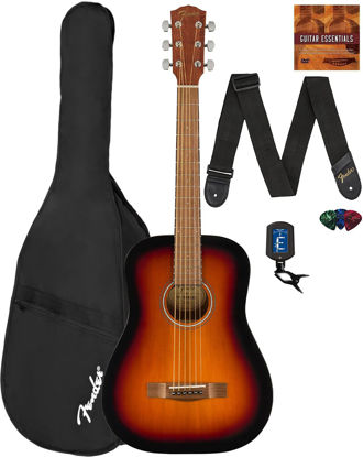 Picture of Fender FA-15 3/4-Scale Kids Steel String Acoustic Guitar - Sunburst Learn-to-Play Bundle with Gig Bag, Tuner, Strap, Picks, Fender Play Online Lessons, and Austin Bazaar Instructional DVD