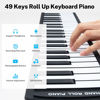 Picture of POGOLAB 49 Key Roll Up Keyboard Piano, Portable Digital Electric Foldable Piano Keyboard, Rechargeable, 47 Tones, 14 Educational Demo Songs, for Beginners Gift (Black & White Key)