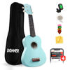 Picture of Donner Soprano Ukulele for Beginner 21 Inch Matte Ukulele Beginner Kit with Bag Strap Tuner Strings Picks Cloth, Free Online Lessons, Holiday Christmas & Birthday Gift (Cyan Blue)