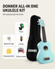 Picture of Donner Soprano Ukulele for Beginner 21 Inch Matte Ukulele Beginner Kit with Bag Strap Tuner Strings Picks Cloth, Free Online Lessons, Holiday Christmas & Birthday Gift (Cyan Blue)