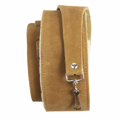 Picture of Perri's Leathers Ltd. - Suede Banjo Strap with with Metal Hooks - Adjustable Strap from 44.5"" to 53"" Soft Sheepskin Fur Pad - Natural (P25SHBJ-6696)