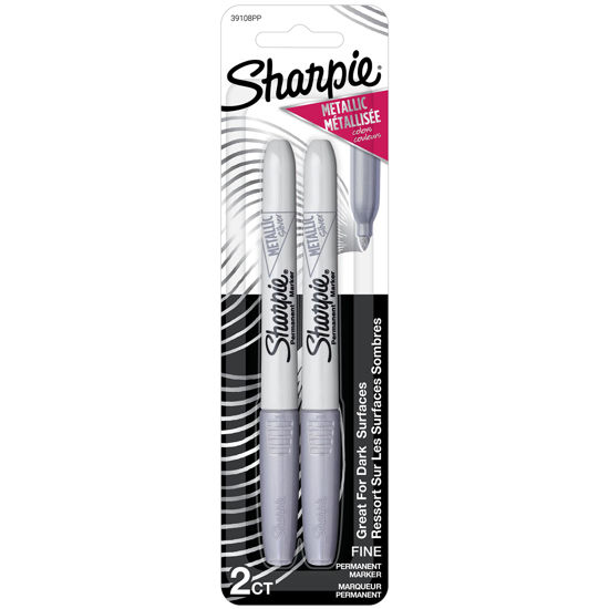 Picture of Sharpie Metallic Permanent Markers, Fine Point, Silver, 2 Count