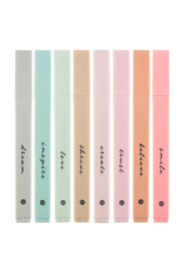 Picture of DIVERSEBEE Bible Highlighters with Soft Chisel Tip, 8 Pack Assorted Colors Pens No Bleed, Quick Dry, Cute Aesthetic Markers, Bible Study Journaling Supplies and Accessories (Boho)