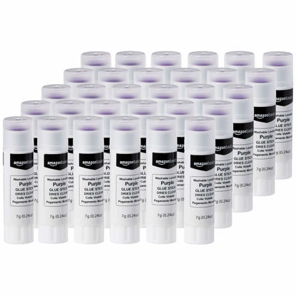Picture of Amazon Basics Purple Washable School Glue Sticks, Dries Clear, 0.24-oz Stick, 30-Pack
