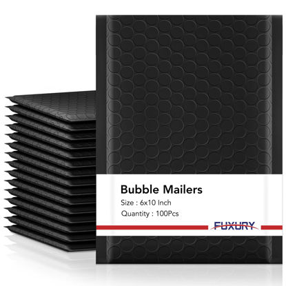 Picture of Fuxury Bubble Mailers 6x10" 100 Pack Black Padded Envelopes Usable Size 6x9" Thick Mailing Envelopes Bubble Opaque Padded Mailers Shipping Bags for Mailing Jewelry Makeup Small Business#0
