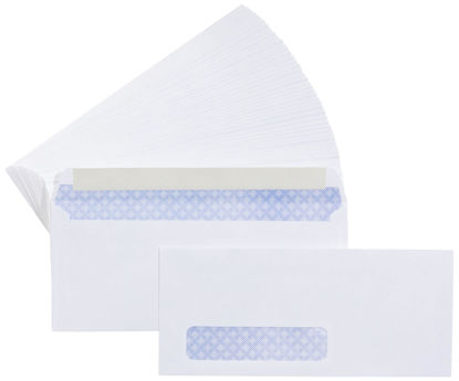 Picture of Amazon Basics #10 Security-Tinted Self-Seal Business Envelopes with Left Window, Peel & Seal Closure - 500-Pack, White