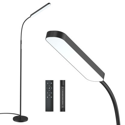 Picture of Wio-Mio Floor Lamp, 15w/1000lm Bright LED Floor Lamp with Stepless Adjustable 3000K-6000K Colors and Dimmer, Remote and Touch Control, Adjustable Gooseneck Floor Lamp for Living Room