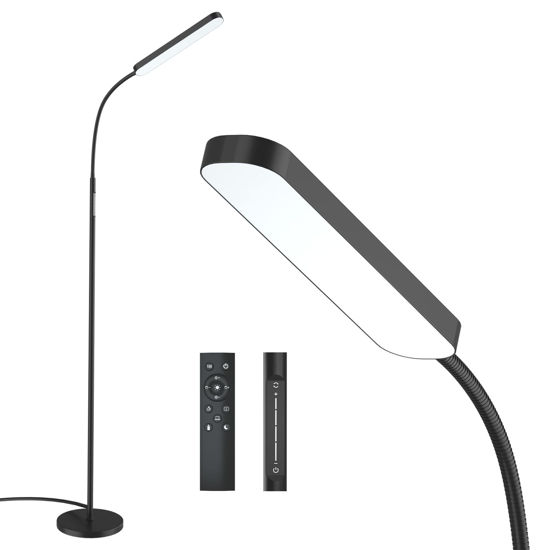 Picture of Wio-Mio Floor Lamp, 15w/1000lm Bright LED Floor Lamp with Stepless Adjustable 3000K-6000K Colors and Dimmer, Remote and Touch Control, Adjustable Gooseneck Floor Lamp for Living Room