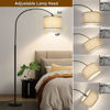 Picture of Arc Floor Lamps for Living Room, Modern Standing Lamp with Adjustable Hanging Drum Shade, Tall Pole Lamp with Foot Switch, Over Couch Arched Reading Light for Bedroom, Office (Black)