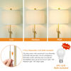 Picture of Modern Floor Lamp for Living Room, Adjustable Height Standing Lamp with Marble Base, 3-Way Dimmable Gold Brass Tall Pole Light with White Linen Shade for Reading, Bedroom, Chain Switch, Bulb Included