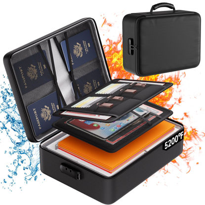 Picture of DocSafe 5200°F Document Organizer with Lock,Upgraded Heat Insulated Fireproof＆Waterproof Box 8 Layers File Organizer,Portable Home Travel Safe Storage for Important Documents, Files and More