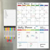 Picture of Hivillexun Magnetic Dry Erase Calendar Whiteboard Set (3-Pack) for Fridge, Wall, and Refrigerator Organization - Monthly, Weekly, and Daily Planners with 8 Markers and Eraser