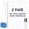 Picture of MaxGear Small White Board 2 Pack Dry Erase Boards, 9''x 12'' Mini White Board Double Sided Portable White Boards for Students Teachers School Supplies Lapboards Including 2 Markers and 2 Erasers