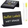 Picture of PigPotParty 12 Pcs 4"x3" Small Food Labels for Party Buffet - Mini Chalkboard Signs for Food Display - Bakery Appetizer Labels - Table Name Tags - Place Cards - Include 2 Wet Erase Markers