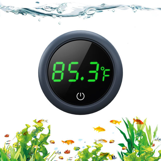 Picture of PAIZOO Fish Tank Digital Thermometer Accurate LED Display to ±0.9°F Tank Thermometer Aquarium Temperature Measurement Suitable for Fish, Axolotl, Turtle or Aquatic
