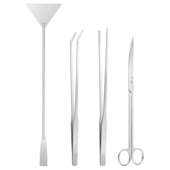Picture of Ohtomber Aquascape Tools Aquarium Kit - 4PCS Terrarium Supplies Include Long Tweezers for Terrarium, Feeding Tongs, Aquarium Scissors, Algae Scraper for Fish Tank Cleaning Plant Trimming
