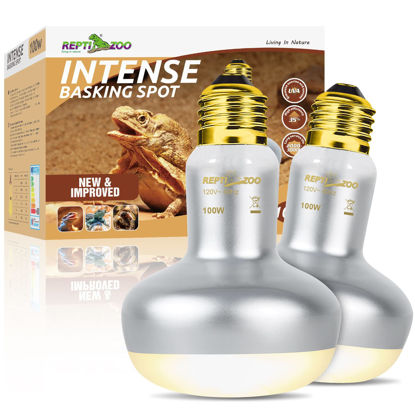 Picture of REPTI ZOO 2 Pack Heat Lamp 100W, Intense Basking Spot Simulated Natural Sunlight Heating Lamp Bulb, Heat Emitter UVA Heat Lamp Bulb for Reptile Chickens Pet Brooder