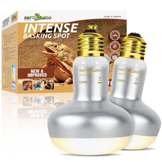 Picture of REPTI ZOO 2 Pack Heat Lamp 100W, Intense Basking Spot Simulated Natural Sunlight Heating Lamp Bulb, Heat Emitter UVA Heat Lamp Bulb for Reptile Chickens Pet Brooder