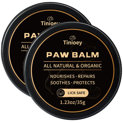 Picture of Tinioey All-Natural Lick Safe Dog Paw Balm for Dogs & Cats | 2 Pack Dog Paw Pad Balm Paw Protector, Moisturizer & Soother for Dry Cracked Paws & Noses | Snout Soother for Dogs (1.23oz*2)