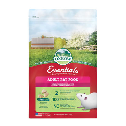 Picture of Oxbow Essentials Adult Rat Food - All Natural Adult Rat Food - Veterinarian Recommended- Made in the USA- Rich in Natural Vitamins & Minerals- No Artificial Ingredients- 3 lb.