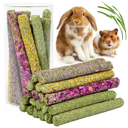 Picture of Sofier 32Pcs Timothy Hay Sticks 320g Rabbit Toys Bunny, Guinea Pig Toys Natural Hamster Toys for Teeth Handmade Treats and Chews Chinchilla Rat Gerbil