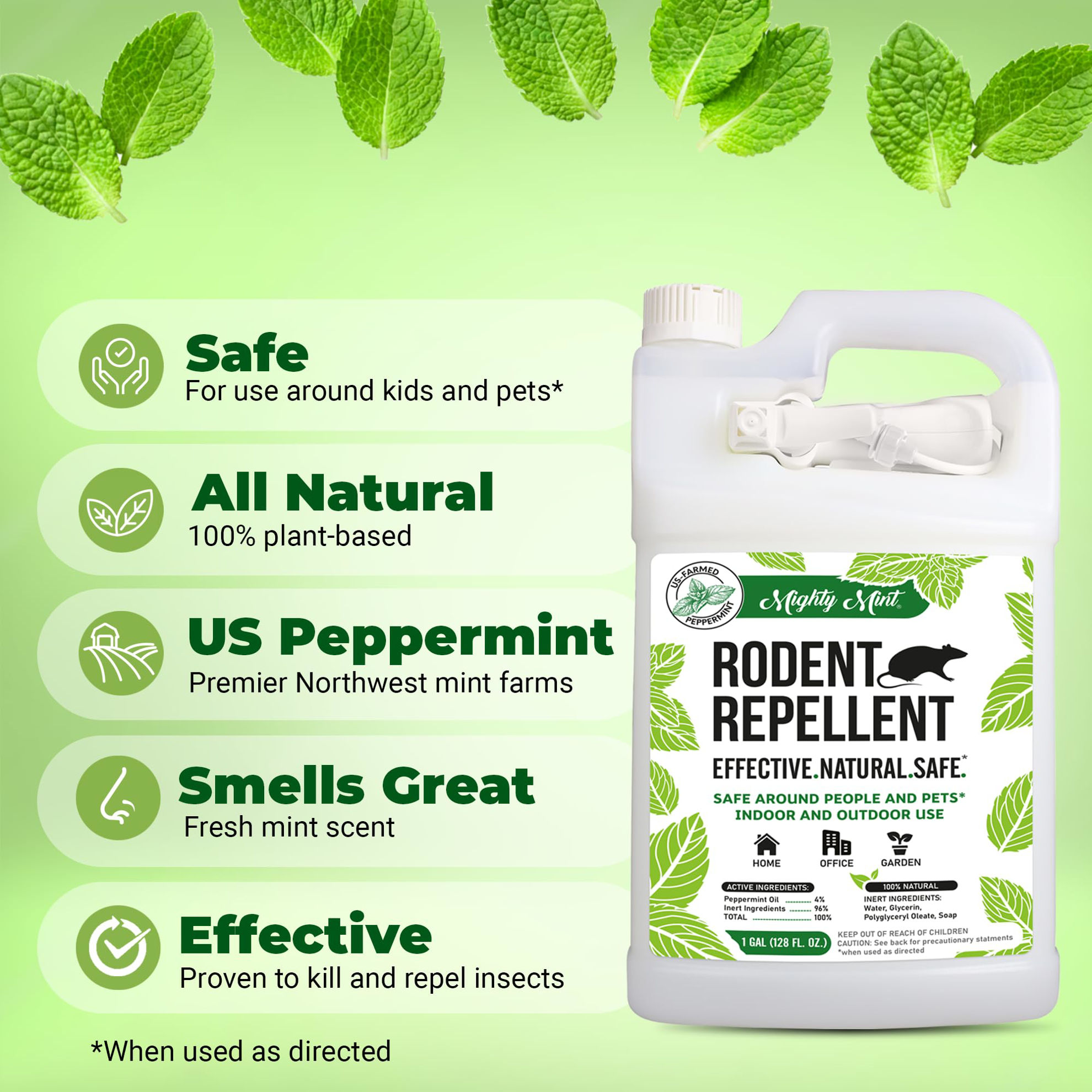 GetUSCart- Mighty Mint Gallon (128 oz) Rodent Natural Peppermint Oil Spray
