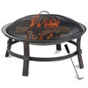 Picture of Mr. Bar-B-Q 29 Inch Wood Burning Steel Fire Pit Bowl Outdoor Bonfire Fireplace with Spark Screen and Poker for Deck, Patio, and Backyard Porch, Black