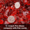 Picture of GRISUN Red Fire Glass for Fire Pit, 1/2 Inch 10 Pounds High Luster Reflective Tempered Glass Rocks for Natural or Propane Fireplace, Safe for Outdoors and Indoors Firepit Glass