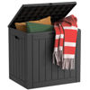 Picture of EasyUp 30 Gallon Resin Deck Box Waterproof, UV Resistant Outdoor Storage Box for Delivery, Patio, Garden,and Porch,Striped Black