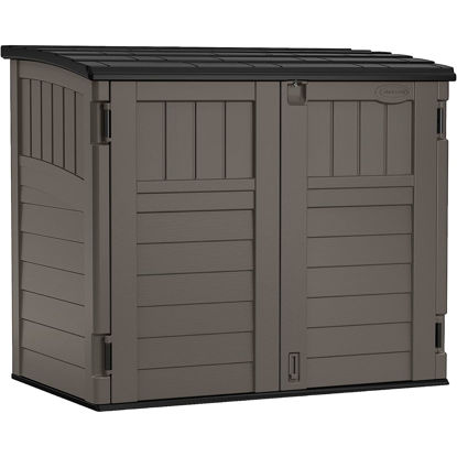 Picture of Suncast 34 Cu. Ft. Horizontal Shed for Outdoor Storage w/Locking System, Stoney/Black
