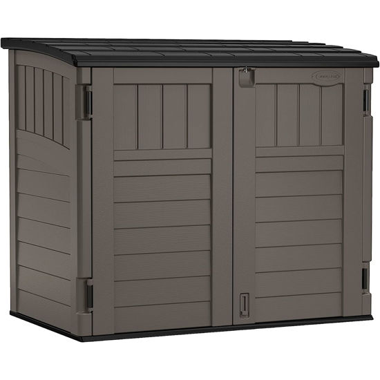 Picture of Suncast 34 Cu. Ft. Horizontal Shed for Outdoor Storage w/Locking System, Stoney/Black