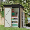 Picture of GUNJI 5 x 3 FT Shed Outdoor Storage Shed Metal Garden Shed with Lockable Door Outside Waterproof Tool Shed for Backyard, Patio, Lawn (Brown)
