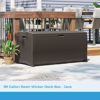 Picture of Suncast DBW9200 99 Gallon Outdoor Wicker Plastic Patio Storage Chest Bin with Handles for Patio, Garden, Garage, or Pool for All Weather, Mocha