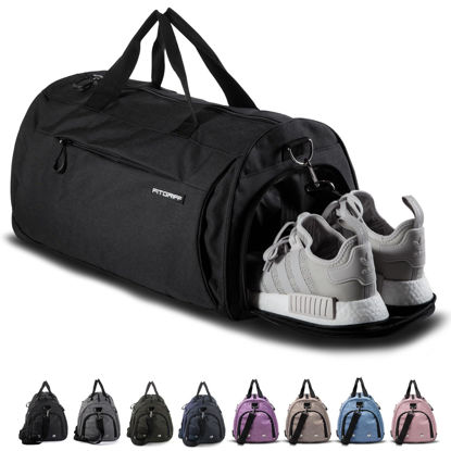 Picture of Fitgriff® Gym Bag for Men & Women with Shoe & Wet Compartment - Duffle Bag for Travel, Sports, Fitness & Workout (Full Black, 23 x 12 x 12″ (Medium))